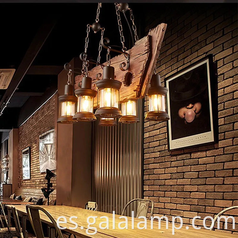 Luz colgante de madera industrial vintage para bar y café